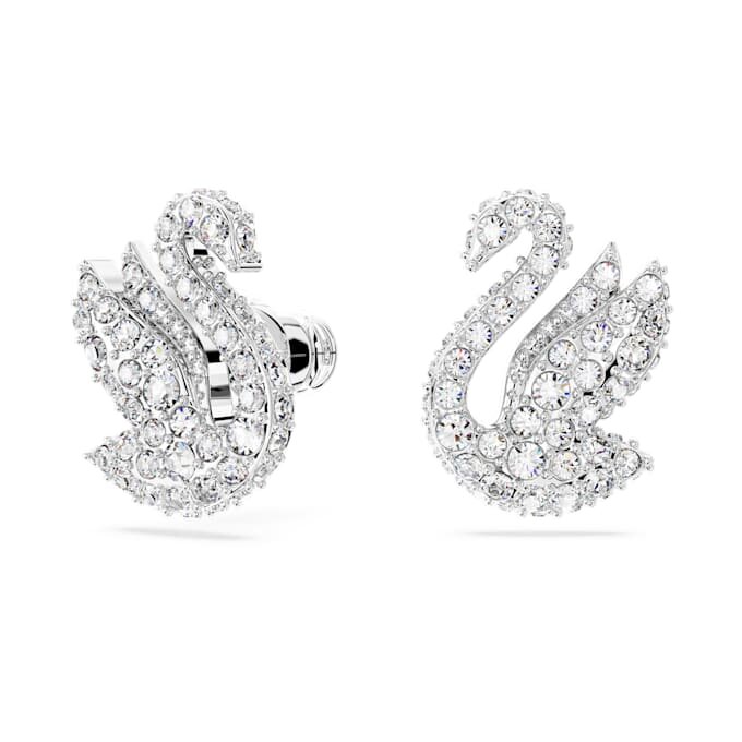 Pendientes de cisne, blancos, chapados en rodio Pendientes de cisne, blancos, chapados en rodio