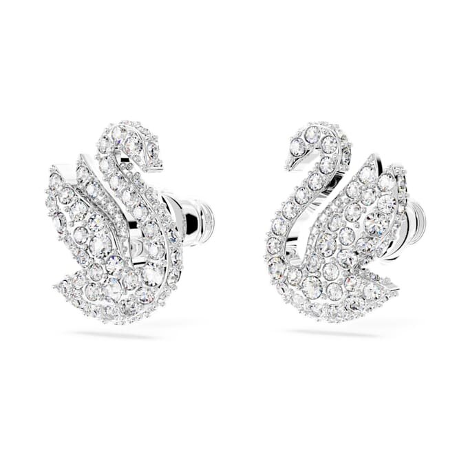 Pendientes de cisne, blancos, chapados en rodio Pendientes de cisne, blancos, chapados en rodio