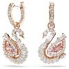 Pendientes de cisne con pavé, cisne, rosa