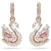 Pendientes de cisne con pavé, cisne, rosa