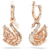 Pendientes de cisne con pavé, cisne, rosa