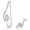 Pendientes de clip Ariana Grande x Swarovski: diseño asimétrico, perla de cristal, corte baguette, blanco, chapado en rodio Pendientes de clip Ariana Grande x Swarovski: diseño asimétrico, perla de cristal, corte baguette, blanco, chapado en rodio