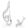 Pendientes de clip Ariana Grande x Swarovski: diseño asimétrico, perla de cristal, corte baguette, blanco, chapado en rodio Pendientes de clip Ariana Grande x Swarovski: diseño asimétrico, perla de cristal, corte baguette, blanco, chapado en rodio