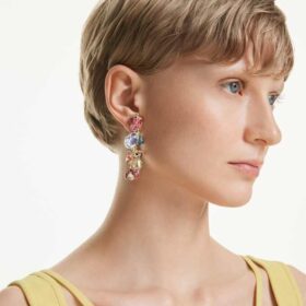 Pendientes de clip Idyllia con cortes mixtos, frutas, mariquita, multicolores, chapados en tono dorado