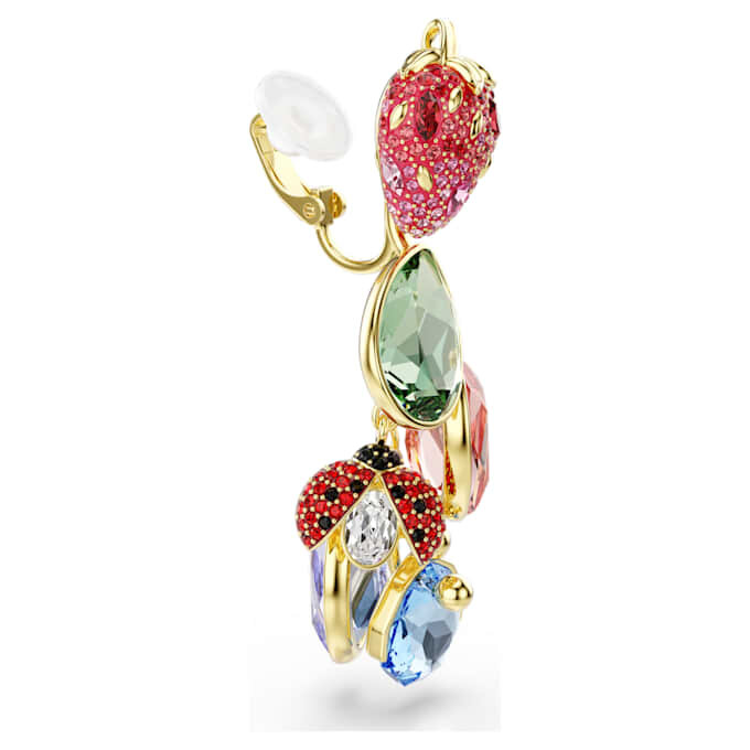 Pendientes de clip Idyllia con cortes mixtos, frutas, mariquita, multicolores, chapados en tono dorado Pendientes de clip Idyllia con cortes mixtos, frutas, mariquita, multicolores, chapados en tono dorado