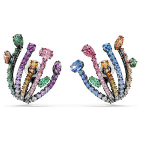 Pendientes de clip Matrix con cortes mixtos, forma de ramo, multicolores, chapados en rutenio
