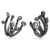 Pendientes de clip Matrix con cortes mixtos, forma de ramo, multicolores, chapados en rutenio Pendientes de clip Matrix con cortes mixtos, forma de ramo, multicolores, chapados en rutenio