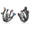 Pendientes de clip Matrix con cortes mixtos, forma de ramo, multicolores, chapados en rutenio Pendientes de clip Matrix con cortes mixtos, forma de ramo, multicolores, chapados en rutenio