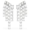 Pendientes de clip Millenia con corte octogonal, estilo candelabro, blancos, chapados en rodio