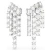 Pendientes de clip Millenia con corte octogonal, estilo candelabro, blancos, chapados en rodio