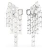 Pendientes de clip Millenia con corte octogonal, estilo candelabro, blancos, chapados en rodio