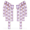 Pendientes de clip Millenia con corte octogonal, estilo candelabro, color púrpura, chapados en tono dorado