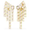 Pendientes de clip Millenia con corte octogonal, estilo candelabro, color púrpura, chapados en tono dorado
