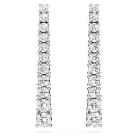 Pendientes de gota Eternity con diamantes cultivados en laboratorio, 1,3 Ct en total, forma redonda, oro blanco de 14K