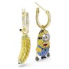 Pendientes de los Minions Stuart y Banana con pavé, mini, multicolores, chapados en tono dorado