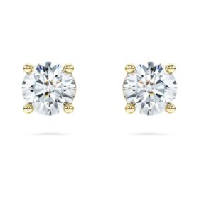 Pendientes de solitario «Eternity» con diamantes cultivados en laboratorio, 1 Ct en total, forma redonda, oro amarillo de 14K