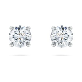 Pendientes de solitario Eternity con diamantes cultivados en laboratorio, 1 Ct Tw, forma redonda, oro blanco de 14K