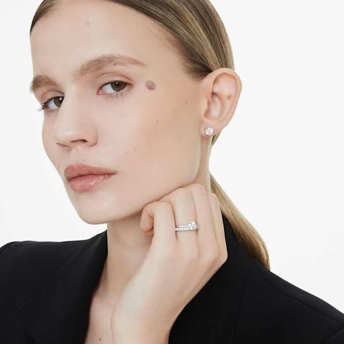 Anillo de banda de eternidad con diamantes cultivados en laboratorio de 0,4 ct en total, forma redonda, plata esterlina Anillo de banda de eternidad con diamantes cultivados en laboratorio de 0,4 ct en total, forma redonda, plata esterlina