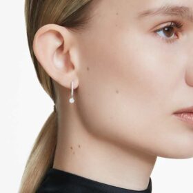 Pendientes Eternity con diamantes cultivados en laboratorio, 0,7 ct en total, forma redonda, oro blanco de 14K