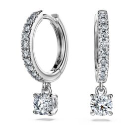 Pendientes Eternity con diamantes cultivados en laboratorio, 0,7 ct en total, forma redonda, oro blanco de 14K
