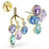 Pendientes Gema con cortes mixtos, multicolores, chapados en tono dorado