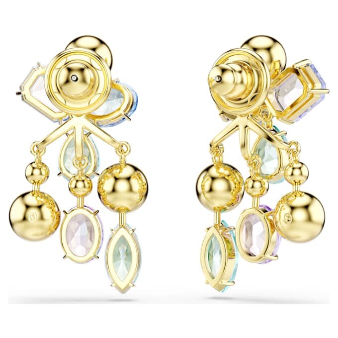 Pendientes Gema con cortes mixtos, multicolores, chapados en tono dorado