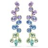 Pendientes Gema de corte mixto, estilo candelabro, largos, multicolores, chapados en tono dorado