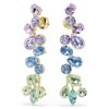 Pendientes Gema de corte mixto, estilo candelabro, largos, multicolores, chapados en tono dorado