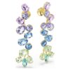 Pendientes Gema de corte mixto, estilo candelabro, largos, multicolores, chapados en tono dorado