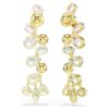 Pendientes Gema de corte mixto, estilo candelabro, largos, multicolores, chapados en tono dorado
