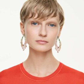 Pendientes Gema de corte mixto, estilo candelabro, multicolores, chapados en tono dorado