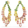 Pendientes Gema de corte mixto, estilo candelabro, multicolores, chapados en tono dorado