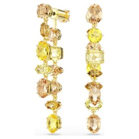 Pendientes Gema Drop: diseño asimétrico, cortes mixtos, largos, amarillos, chapados en tono dorado