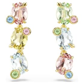 Pendientes Gema Drop: diseño asimétrico, cortes mixtos, multicolores, chapados en tono dorado
