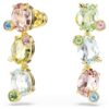 Pendientes Gema Drop: diseño asimétrico, cortes mixtos, multicolores, chapados en tono dorado