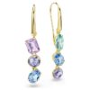 Pendientes Gema Drop: diseño asimétrico, cortes mixtos, multicolores, chapados en tono dorado