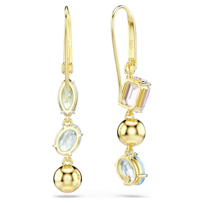Pendientes Gema Drop: diseño asimétrico, cortes mixtos, multicolores, chapados en tono dorado