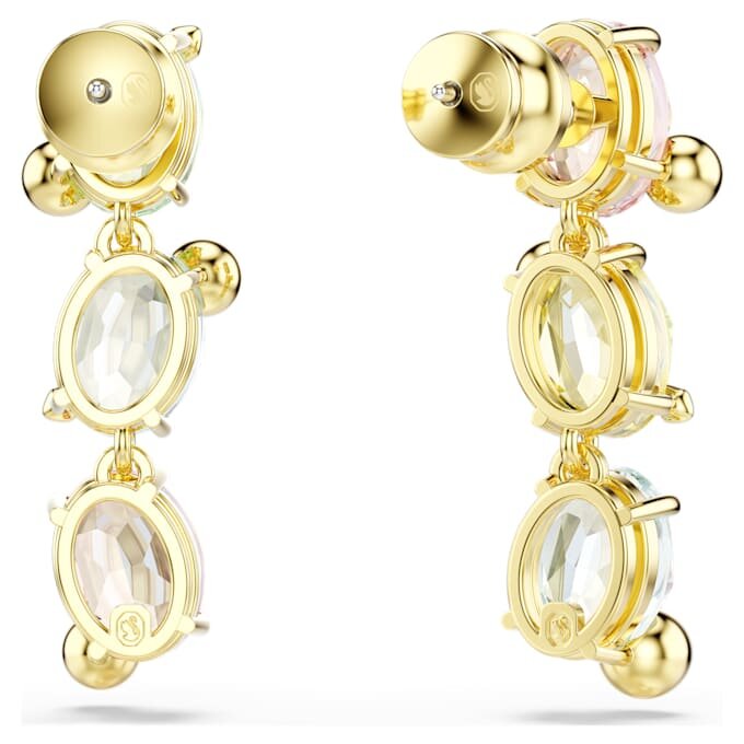 Pendientes Gema Drop: diseño asimétrico, cortes mixtos, multicolores, chapados en tono dorado