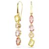 Pendientes Gema Drop: diseño asimétrico, cortes mixtos, rosa, chapados en tono dorado