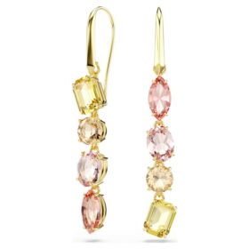 Pendientes Gema Drop: diseño asimétrico, cortes mixtos, rosa, chapados en tono dorado