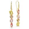 Pendientes Gema Drop: diseño asimétrico, cortes mixtos, rosa, chapados en tono dorado