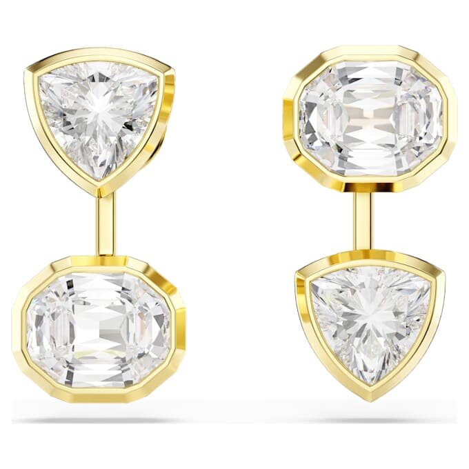 Pendientes Imber con diseño asimétrico, cortes mixtos, blancos, chapados en tono dorado Pendientes Imber con diseño asimétrico, cortes mixtos, blancos, chapados en tono dorado