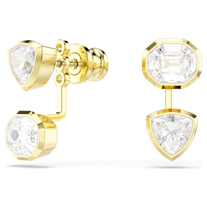 Pendientes Imber con diseño asimétrico, cortes mixtos, blancos, chapados en tono dorado Pendientes Imber con diseño asimétrico, cortes mixtos, blancos, chapados en tono dorado