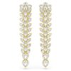 Pendientes largos Idyllia con cortes mixtos, blancos, chapados en tono dorado