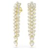 Pendientes largos Idyllia con cortes mixtos, blancos, chapados en tono dorado