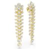 Pendientes largos Idyllia con cortes mixtos, blancos, chapados en tono dorado