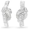 Pendientes Matrix con corte baguette, nudo, blancos, chapados en rodio Pendientes Matrix con corte baguette, nudo, blancos, chapados en rodio