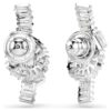 Pendientes Matrix con corte baguette, nudo, blancos, chapados en rodio Pendientes Matrix con corte baguette, nudo, blancos, chapados en rodio