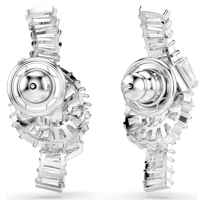 Pendientes Matrix con corte baguette, nudo, blancos, chapados en rodio Pendientes Matrix con corte baguette, nudo, blancos, chapados en rodio
