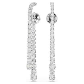 Pendientes Matrix Drop con degradado de cortes redondos, blancos, chapados en rodio
